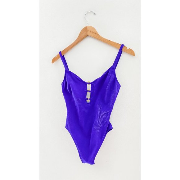 La Blanca Other - Vintage 80’s La Blanca Dark Purple & Gold Swim One Piece